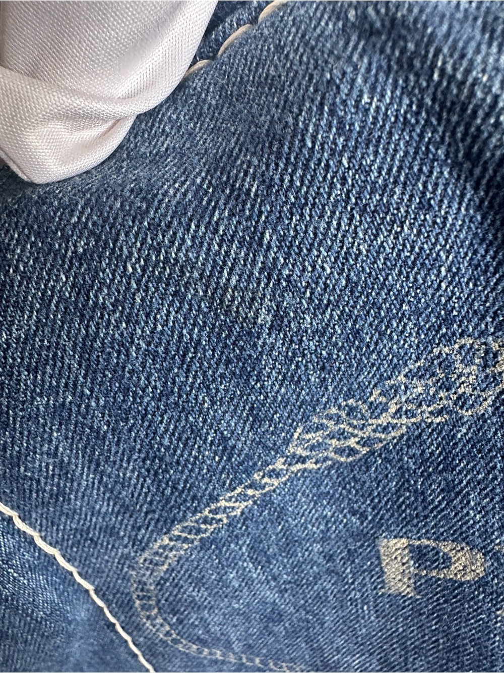 Authentic Prada Canapa Large GM Denim Travel Tote Weekender Bag Blue Italy - Picture 12 of 16